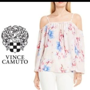 Vince Camunto floral chiffon cold shoulder blouse